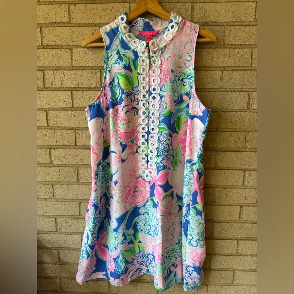 Lilly Pulitzer Jane Shift Dress Peony For Your Thoughts Sz 12 Zip Floral - Picture 1 of 6